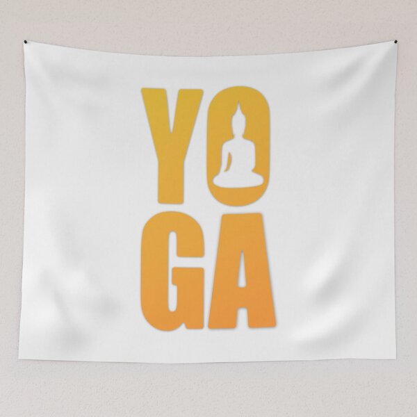 Artikelvorschau, YOGA Typografie mit Buddha Statue Silhouette entworfen und verkauft von Happy Puppy Print On Demand.