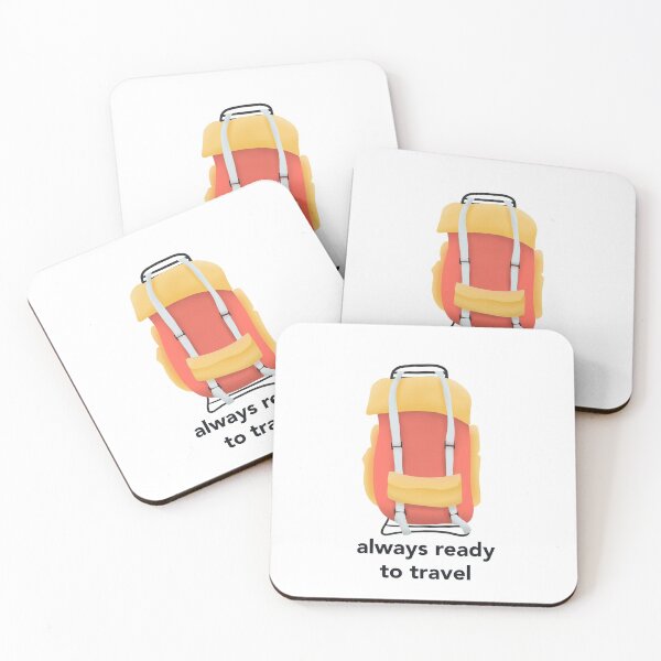 Artikelvorschau, Hand gezeichnete digitale Illustration des Wanderrucksacks in den orange und gelben Farben immer bereit zu reisen entworfen und verkauft von FuzzyLogicKate.