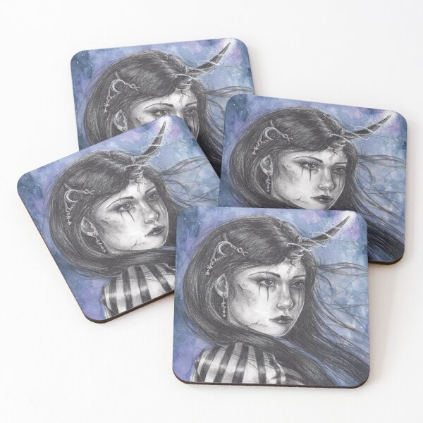 Item preview, Celestia Unicorn Woman Fantasy Art Portrait Magic Moon Stars designed and sold by Deanna Davoli.