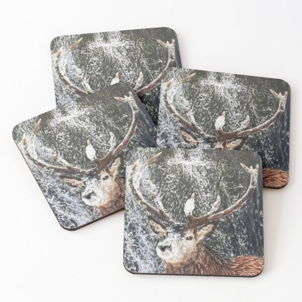 Item preview, Red deer stag in front of a waterfall designed and sold by BeckyKidus.