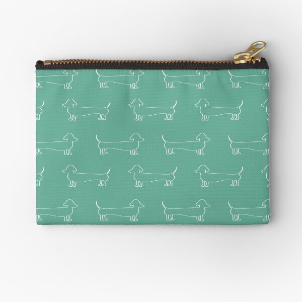 Dachshund Silhouette in Aqua Zipper Pouch