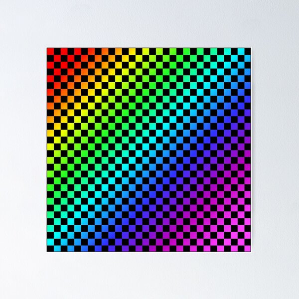 Item preview, Checkerboard pattern rainbow colors colorful black designed and sold by ChrissiCreation.