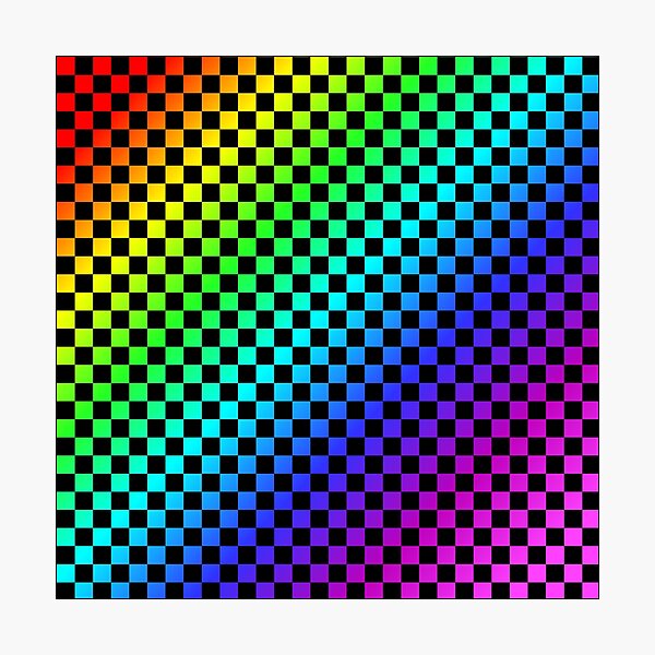 Item preview, Checkerboard pattern rainbow colors colorful black designed and sold by ChrissiCreation.