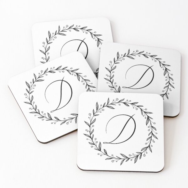 Item preview, D initial in a floral wreath designed and sold by Kari Nichols.