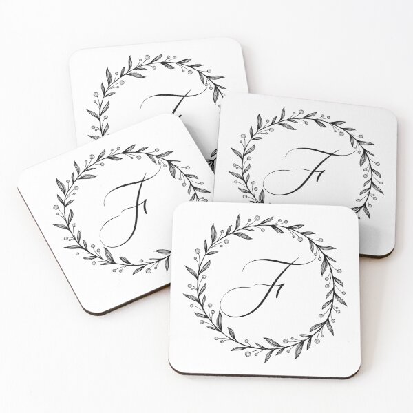 Item preview, F initial in a floral wreath designed and sold by Kari Nichols.