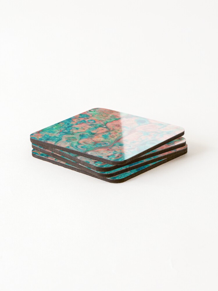 Thumbnail 4 of 5, Coasters (Set of 4), Blue Pink Abstract Pattern designed and sold by MyTribePatterns.