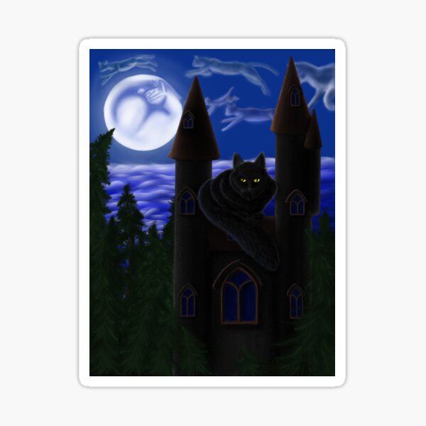 Full Cat Moon Sticker