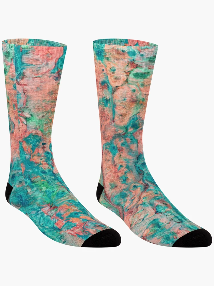 Thumbnail 3 of 5, Socks, Blue Pink Abstract Pattern designed and sold by MyTribePatterns.