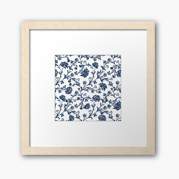 French Blue Damask Framed Art Print