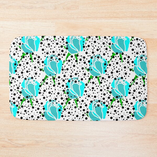 Item preview, turquoise roses with stem and dotted circles seamless patterns designed and sold by The Pattern Mill.
