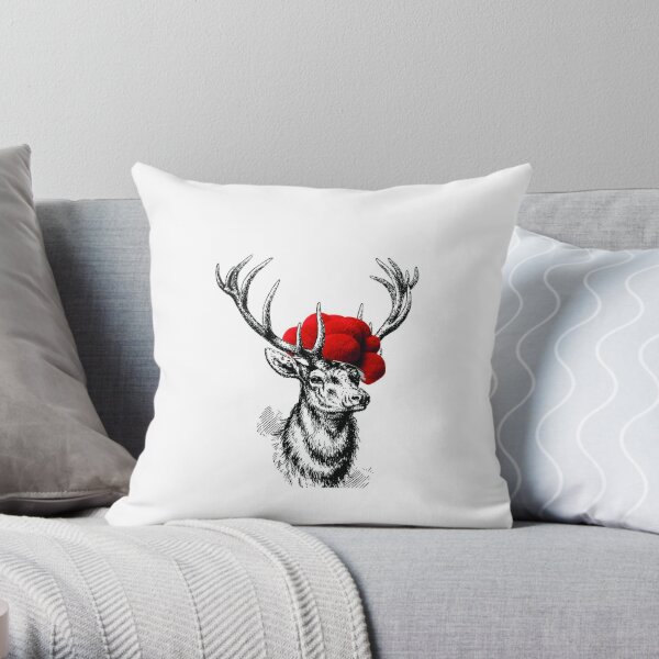 Deer with a pollen hat Throw Pillow
