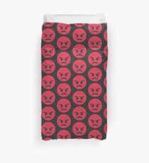 Red Angry Face Emoji Duvet Cover