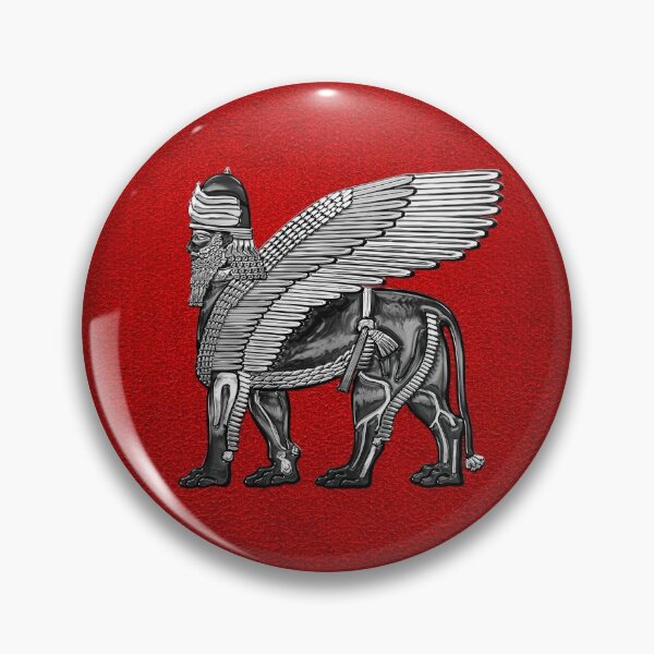 Item preview, Assyrian Winged Lion - Silver and Black Lamassu over Red Leather designed and sold by Serge Averbukh Art Studio.