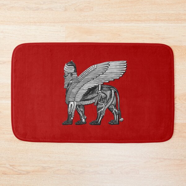 Item preview, Assyrian Winged Lion - Silver and Black Lamassu over Red Leather designed and sold by Serge Averbukh Art Studio.