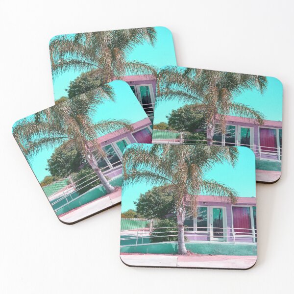 Item preview, pink building in the city with palm tree and blue sky designed and sold by Mrvell.