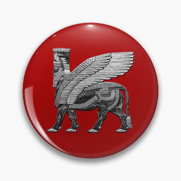 Item preview, Assyrian Winged Bull - Silver and Black Lamassu over Red Leather designed and sold by Serge Averbukh Art Studio.