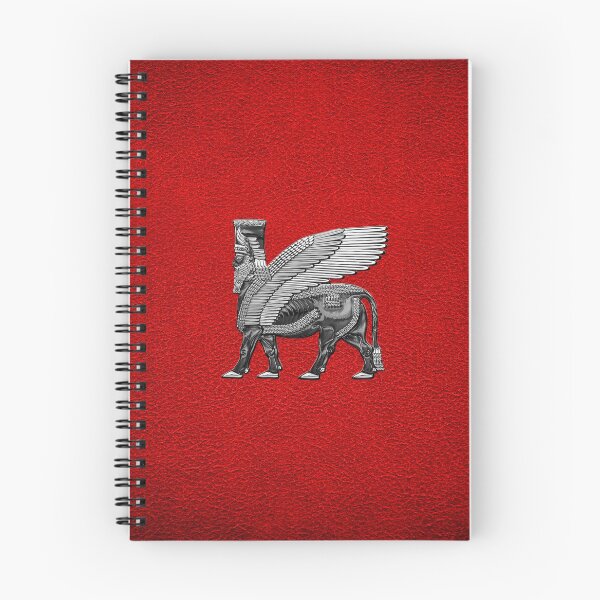 Item preview, Assyrian Winged Bull - Silver and Black Lamassu over Red Leather designed and sold by Serge Averbukh Art Studio.