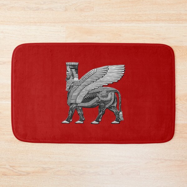 Item preview, Assyrian Winged Bull - Silver and Black Lamassu over Red Leather designed and sold by Serge Averbukh Art Studio.