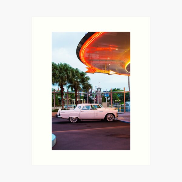 Classic drive in scene. Art Print