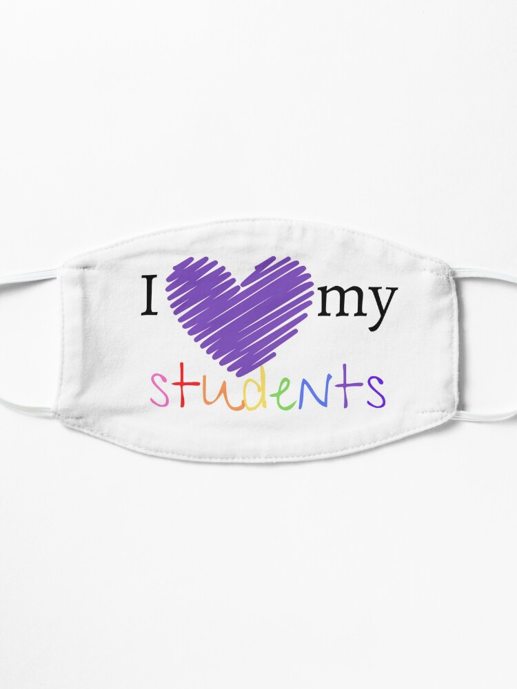 Alternate view of I love my students with a heart Mask