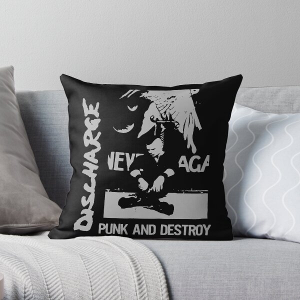 Discharge - Punk and Destroy Throw Pillow