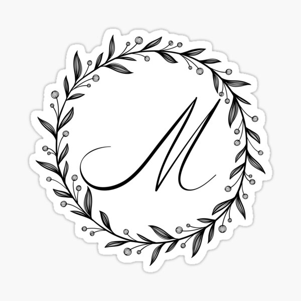 Item preview, M initial in a floral wreath designed and sold by Kari Nichols.