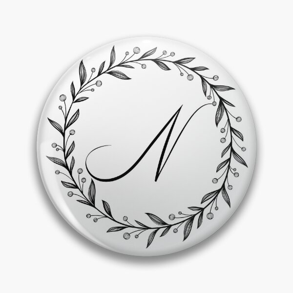 Item preview, N initial in a floral wreath designed and sold by Kari Nichols.
