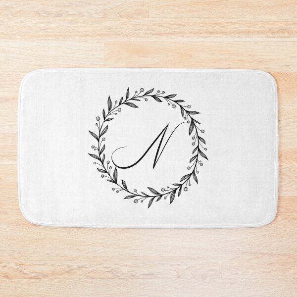 Item preview, N initial in a floral wreath designed and sold by Kari Nichols.