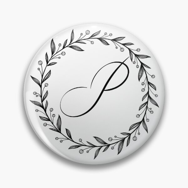 Item preview, P initial in a floral wreath designed and sold by Kari Nichols.