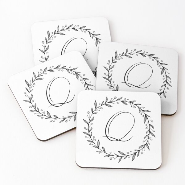Item preview, Q initial in a floral wreath designed and sold by Kari Nichols.