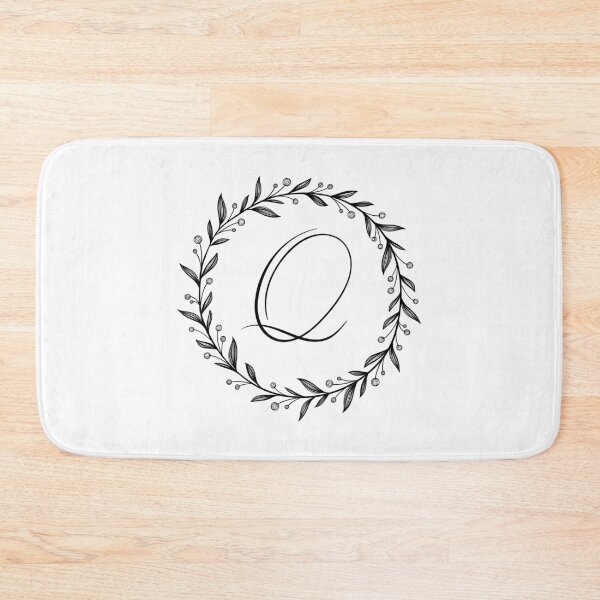 Item preview, Q initial in a floral wreath designed and sold by Kari Nichols.
