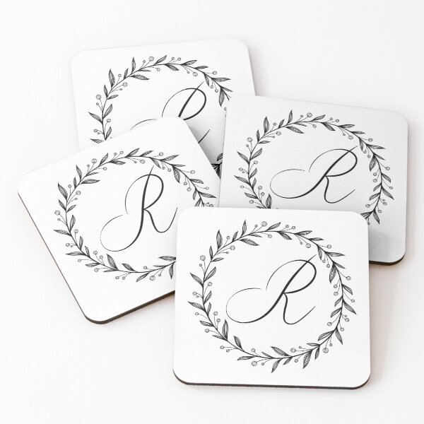 Item preview, R initial in a floral wreath designed and sold by Kari Nichols.