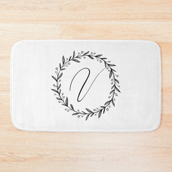 Item preview, V initial in a floral wreath designed and sold by Kari Nichols.