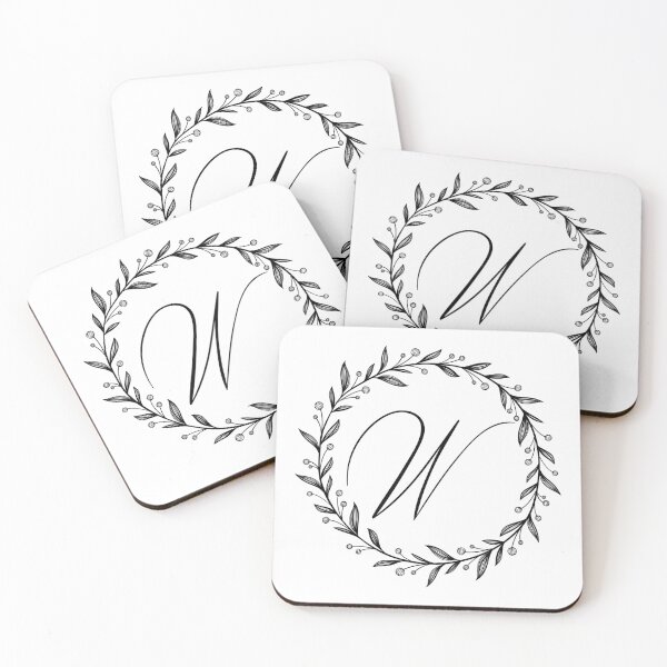 Item preview, W initial in a floral wreath designed and sold by Kari Nichols.