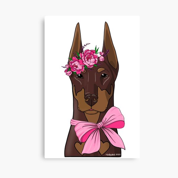 Item preview, Red Doberman flower girl designed and sold by Atelier Cupcake.