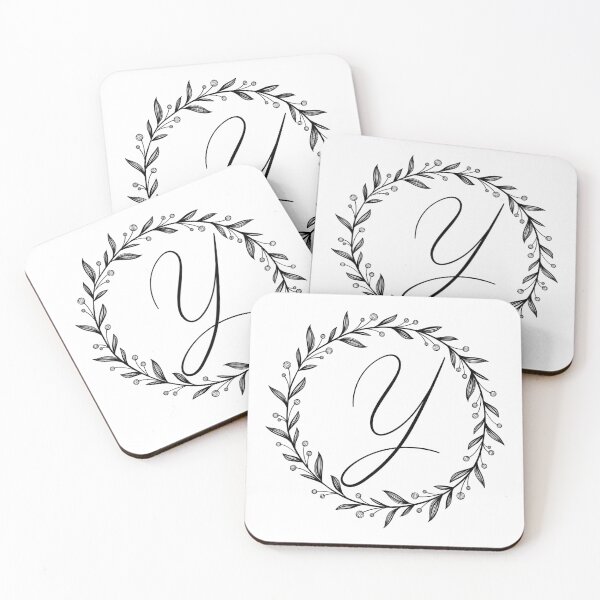 Item preview, Y initial in a floral wreath designed and sold by Kari Nichols.