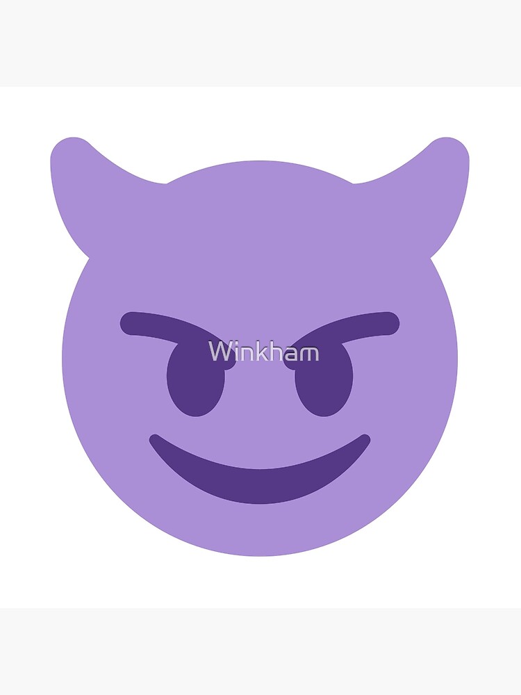 "Purple smiling devil with horns emoji" Throw Pillow by Winkham Redbubble