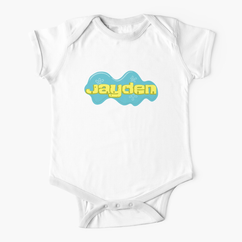 Body Para Bebe Nombre De Nino Jayden En Estilo De Dibujos Animados De Bob Esponja De Space Bug Redbubble