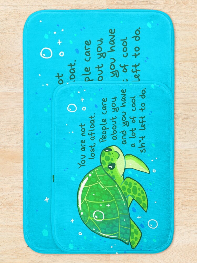 Alternate view of "You Are Not Lost, Afloat" Encouraging Sea Turtle Bath Mat