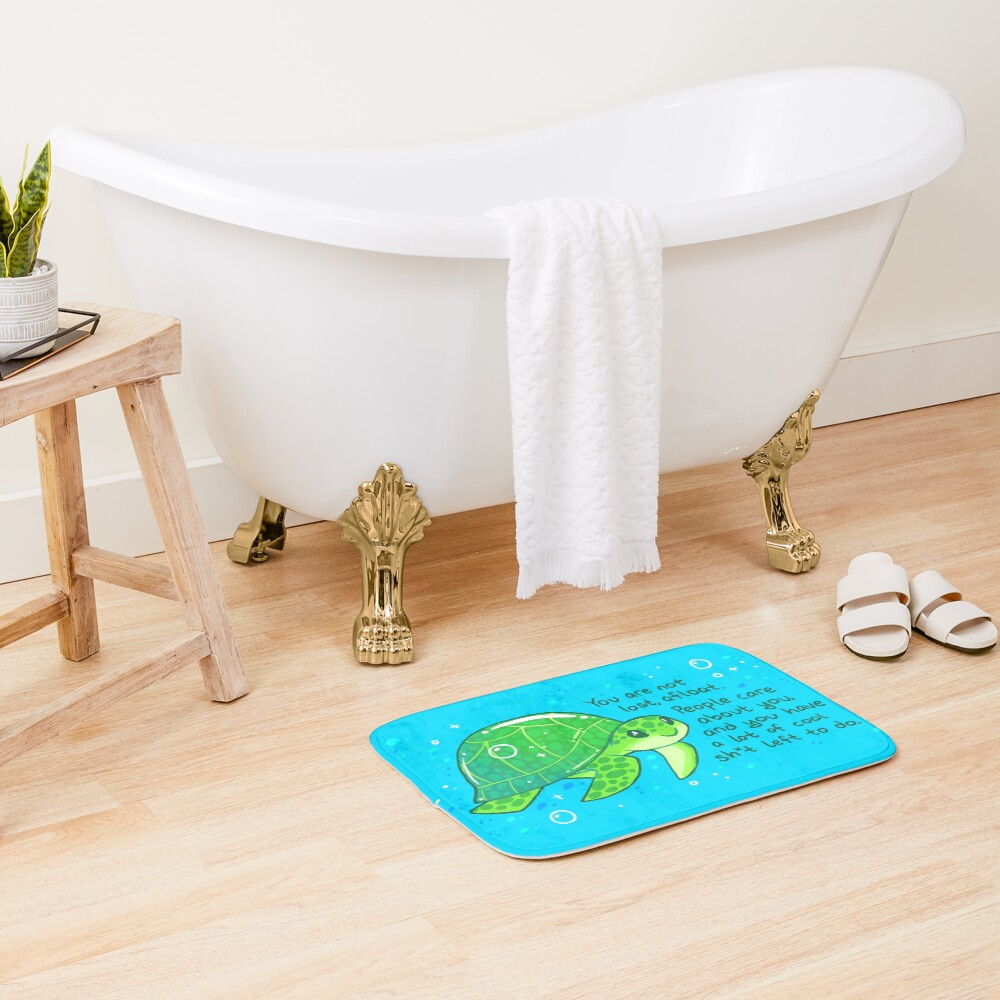 "You Are Not Lost, Afloat" Encouraging Sea Turtle Bath Mat