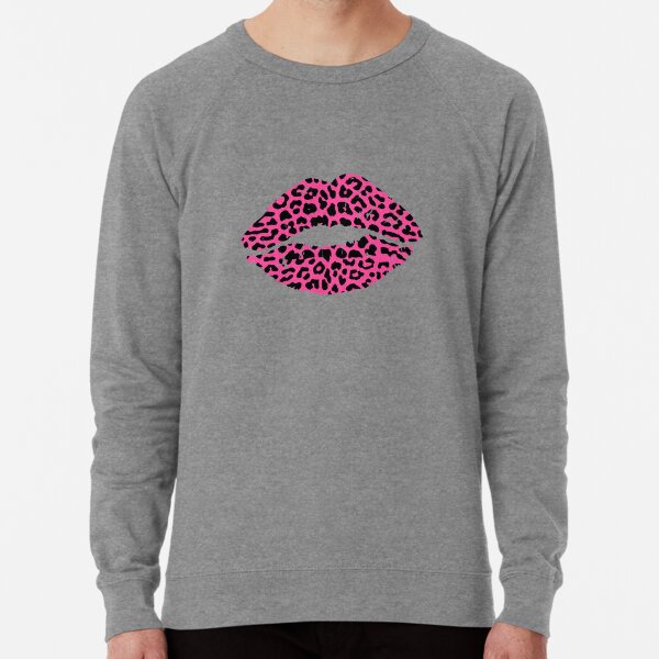White Crew Neck Leopard Lips Graphic Sweatshirt