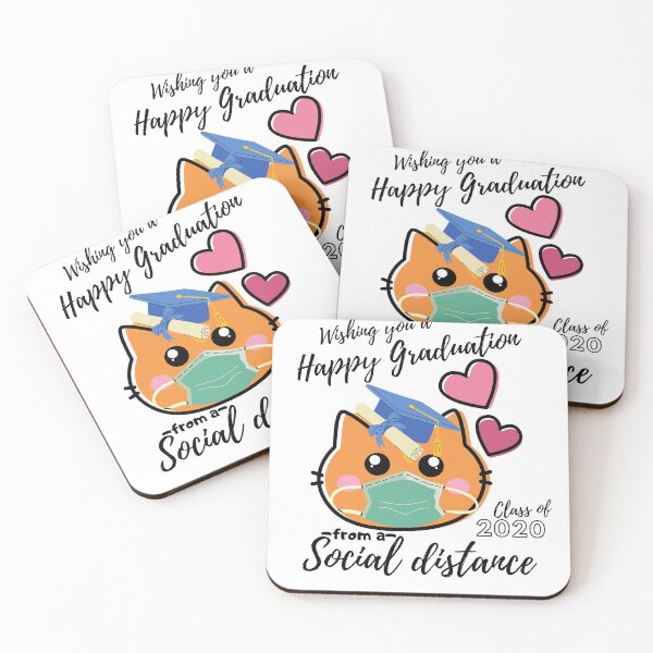 Item preview, Wishing you a happy graduation from social distance cute cat pet mask quarantine 2020 Card designed and sold by zugharo2019.