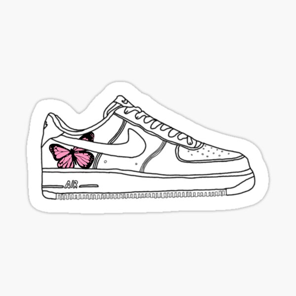 Pink Butterfly Air Force 1 Sticker