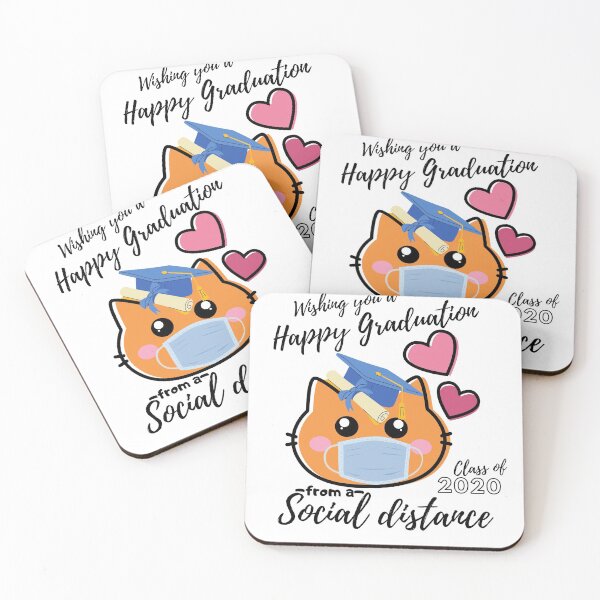 Item preview, Wishing you a happy graduation from social distance cute cat pet mask quarantine 2020 Card designed and sold by zugharo2019.