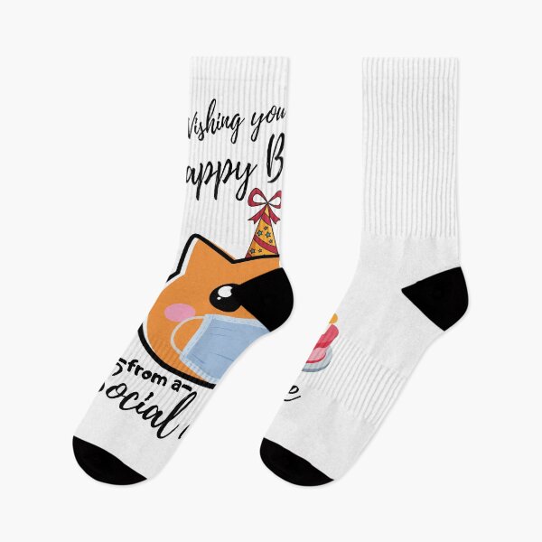 Item preview, Wishing you a happy Birthday from social distance cute cat pet mask quarantine 2020 Card designed and sold by zugharo2019.