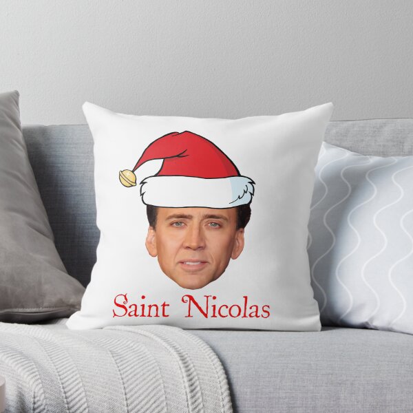Saint Nicolas Cage Christmas Throw Pillow