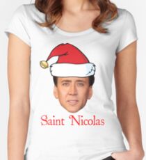 Saint Nicolas Cage Christmas Women's Fitted Scoop T-Shirt