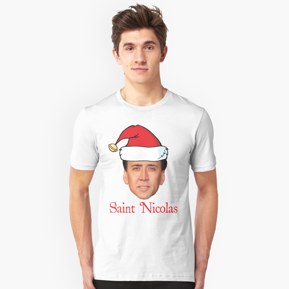 Saint Nicolas Cage Christmas Slim Fit T-Shirt