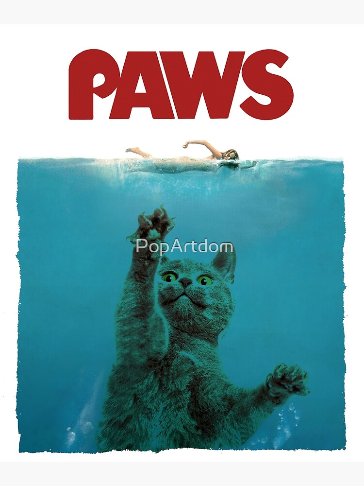 Discover Awesome Paws Cat Shark Movie Parody Premium Matte Vertical Poster
