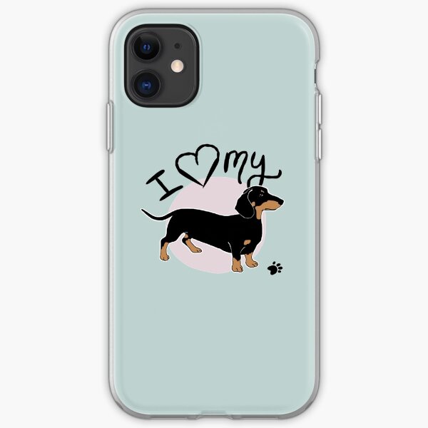 Ich liebe meinen Black & Tan Dackel-Würstchen-Hund iPhone Flexible Hülle